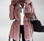 New Style Fur Belt Belt Hooded Zipper Jacket Women's Clothing - UrSuperMart