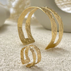 Gold Hammered Bangle Set for Women - Unique Style