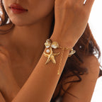 Beach Jewelry Set: Seashell & Starfish Gold Set