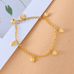 Gold Heart Charm Bracelet - Elegant & Adjustable Fit