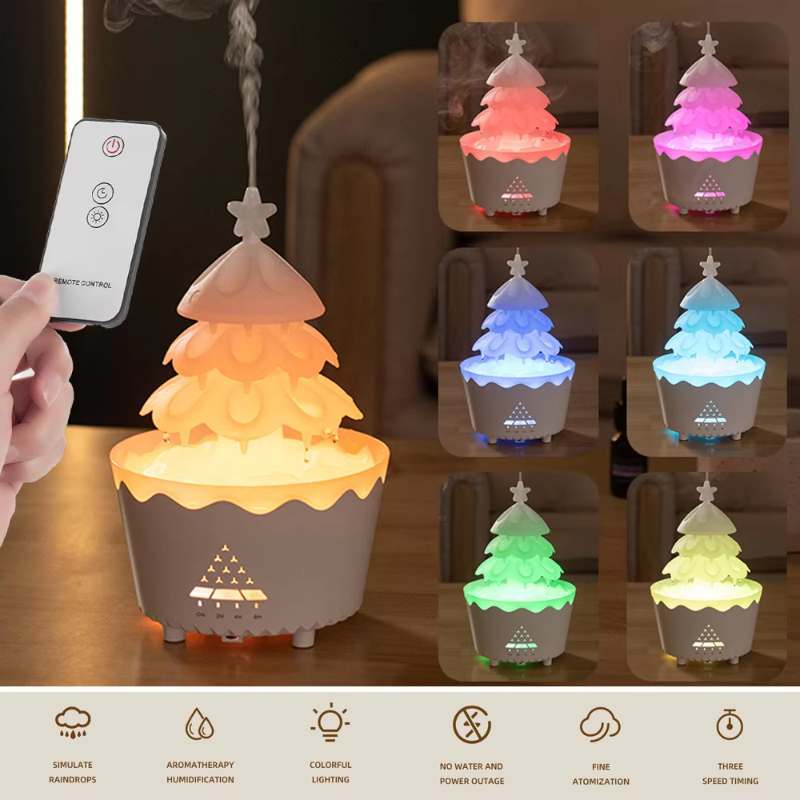 Christmas tree diffuser humidifier for relaxing home ambiance.