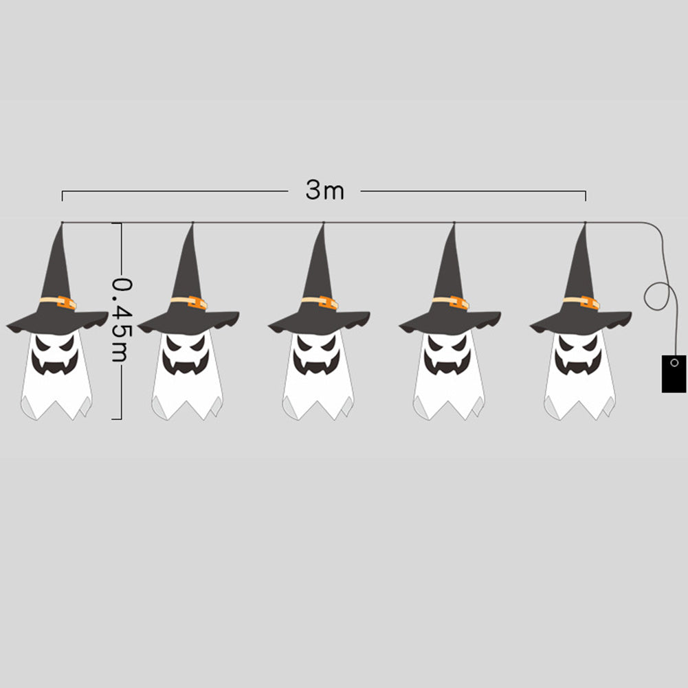 Outdoor ghost Halloween string lights easily decorate any space.