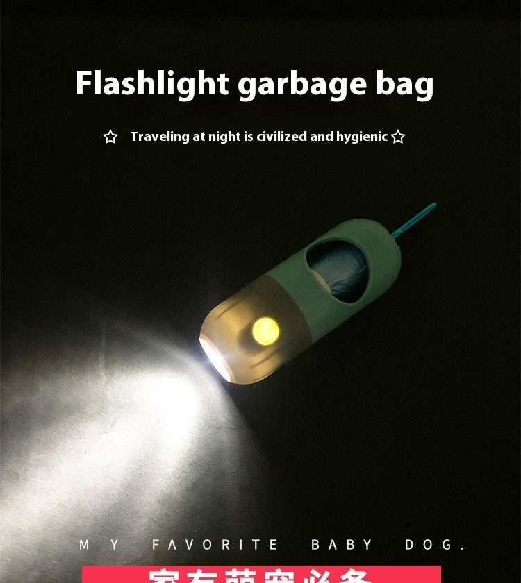 LED Pet Waste Bag Dispenser with Flashlight for Night Walks