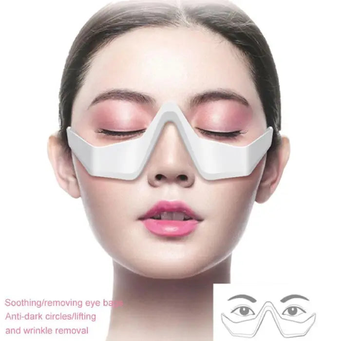 3-in-1 eye rejuvenation device on model showing anti-dark circle and lifting effect