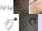 Glow in Dark Jewelry Butterfly Necklace and Bracelet Set