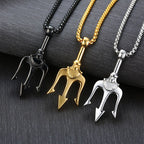 Trident Pendant Necklace - Durable Steel Style for Men