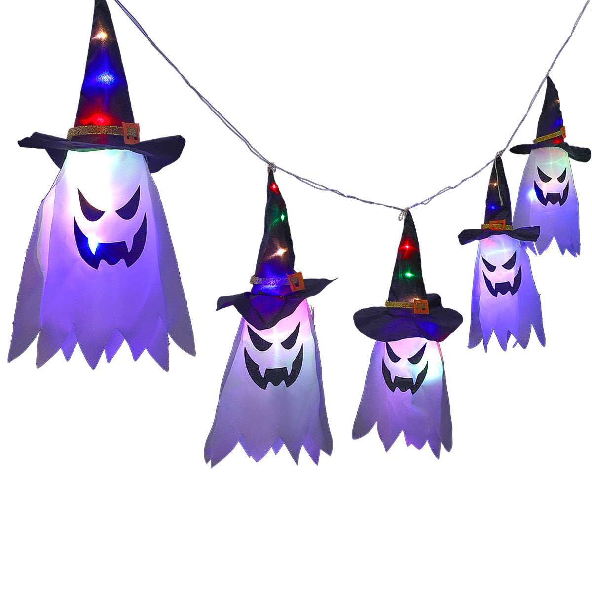 Outdoor ghost Halloween string lights easily decorate any space.