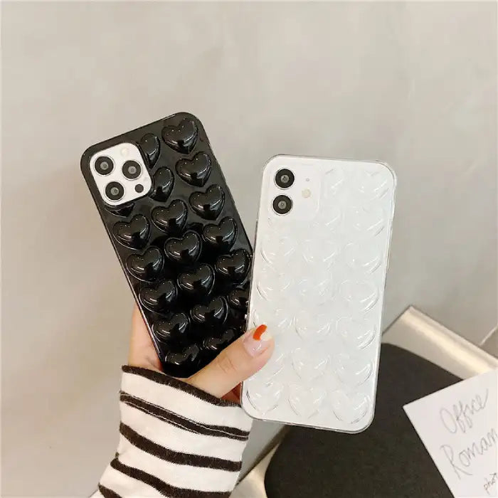 black and transparent 3d iphone protective case side by side