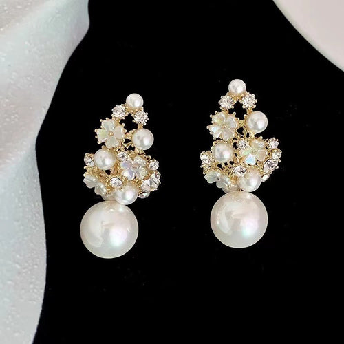 Pearl Drop Earrings Gold - Elegant Dangle Studs for Women - UrSuperMart