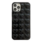 black 3d heart iphone protective case.  soft and squishable rubber