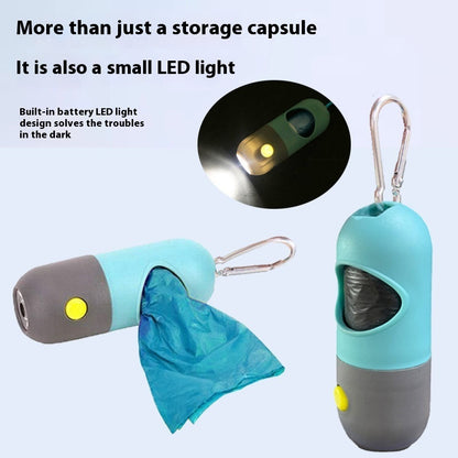 LED Pet Waste Bag Dispenser with Flashlight for Night Walks