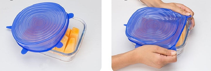 Silicone Food Covers - 6 Piece Set for Kitchen Storage