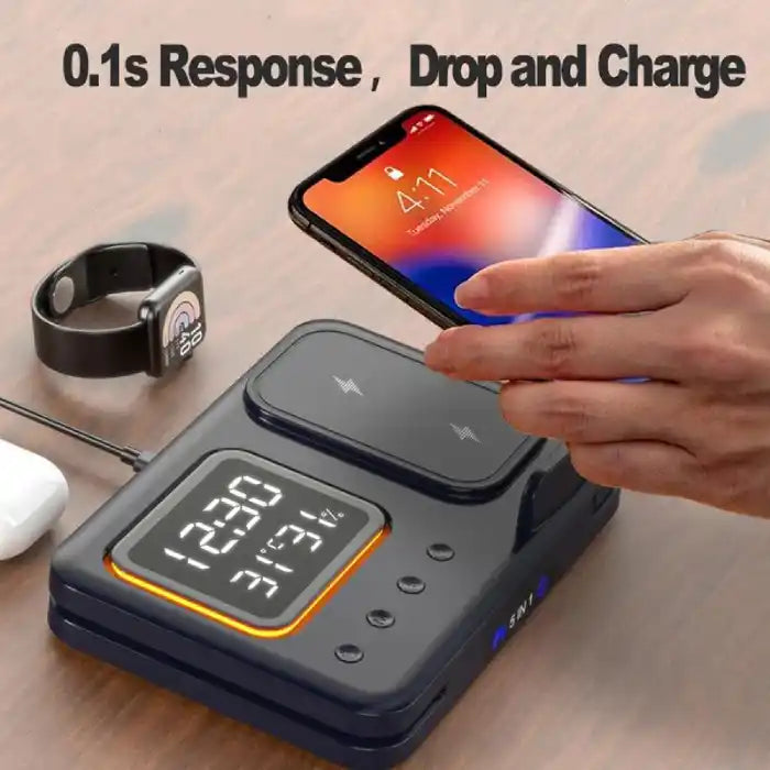 5-in-1 Wireless Charging Station with instant charging feature for phones, watches, and earbuds