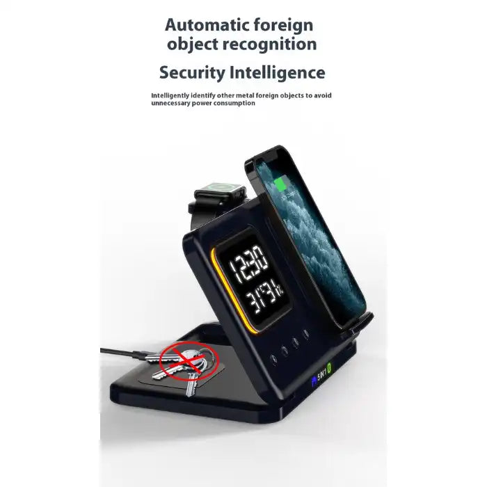  5-in-1 Wireless Charging Station with smart foreign object detection for safe usage