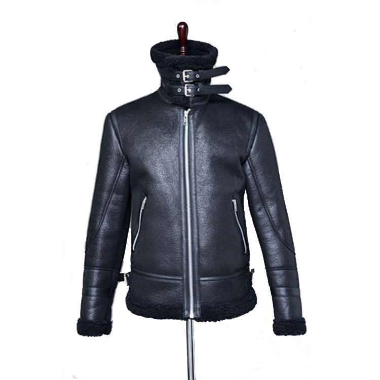 Men's Jacket Winter Highneck Warm Fur Liner Lapel Leather Zipper - UrSuperMart