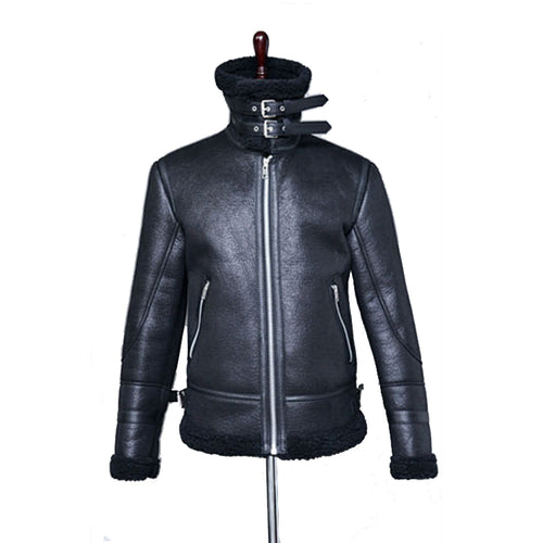 Men's Jacket Winter Highneck Warm Fur Liner Lapel Leather Zipper - UrSuperMart