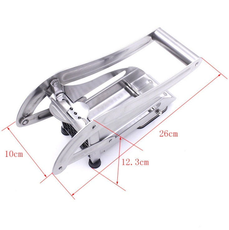 Stainless steel french fry cutter for quick homemade fries.