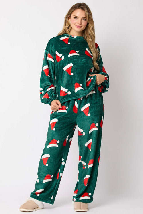 Plush Pajama Set for Women - Cozy & Warm Holiday Sleepwear