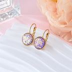 Gold Leverback Earrings - Sparkly Opal Dangle Style