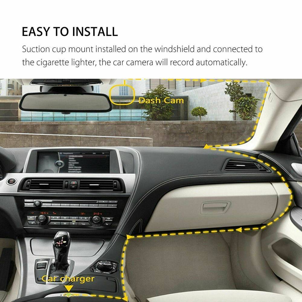 Dual lens dash cam for 1080P HD car safety and parking.