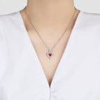 Rose Heart Necklace - Elegant Silver Gemstone Pendant