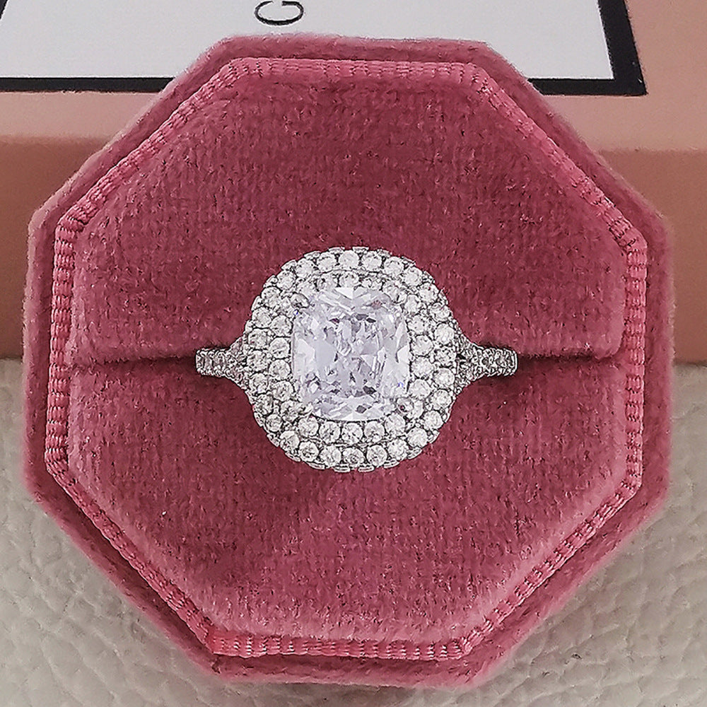 Pink Cubic Zirconia Ring - Square Cut Sparkle