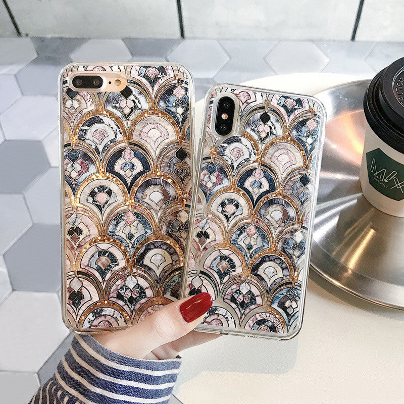 Marble Phone Case with Art Deco Design