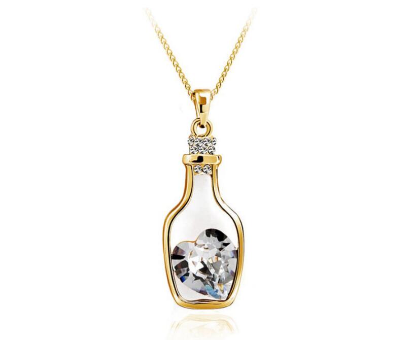 Heart Crystal Bottle Necklace Set - Trendy & Unique Gift