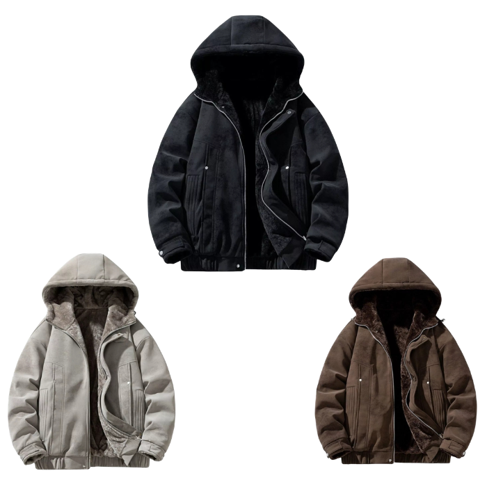 Mens Hooded Jacket - Warm & Cozy Fleece Lined Coat - UrSuperMart