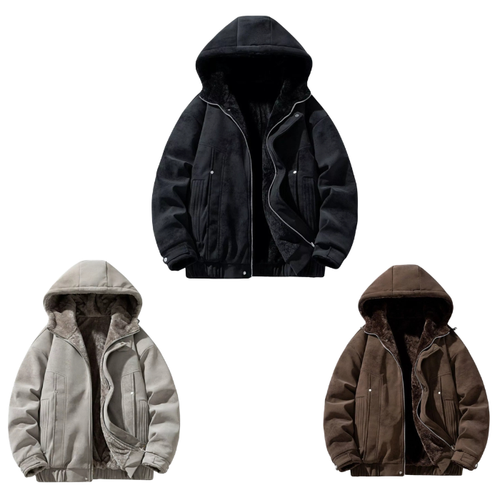 Mens Hooded Jacket - Warm & Cozy Fleece Lined Coat - UrSuperMart