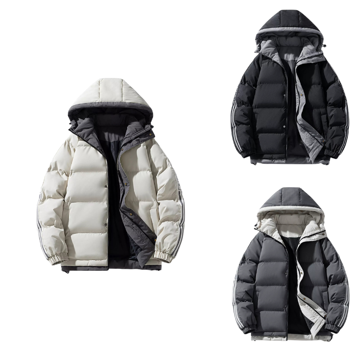 Hooded Puffer Jacket for Men: Warm, Insulated & Sporty
