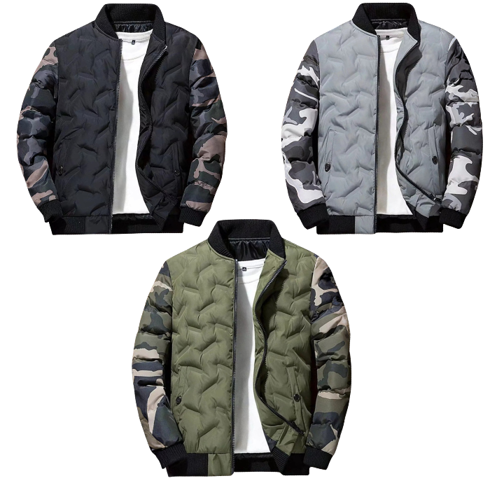 Quilted Bomber Jacket Men's Warm & Unique Camo Style - UrSuperMart