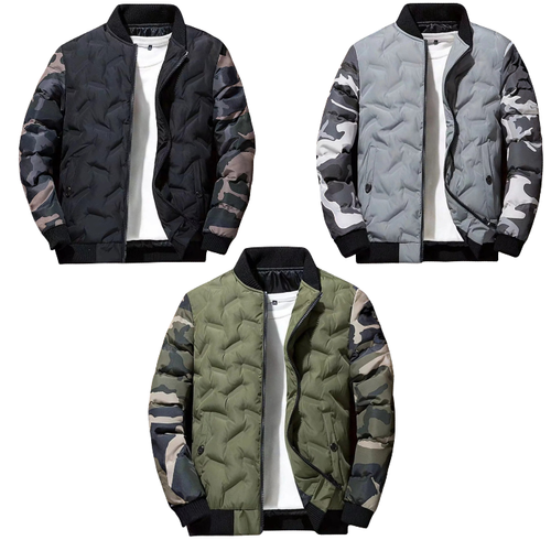 Quilted Bomber Jacket Men's Warm & Unique Camo Style - UrSuperMart