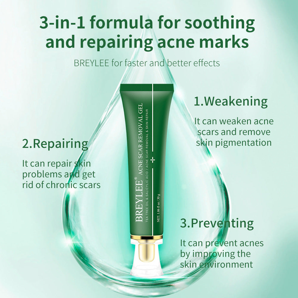 Acne Scar Gel visibly reduces marks and prevents new breakouts.