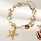 Beach Jewelry Set: Seashell & Starfish Gold Set