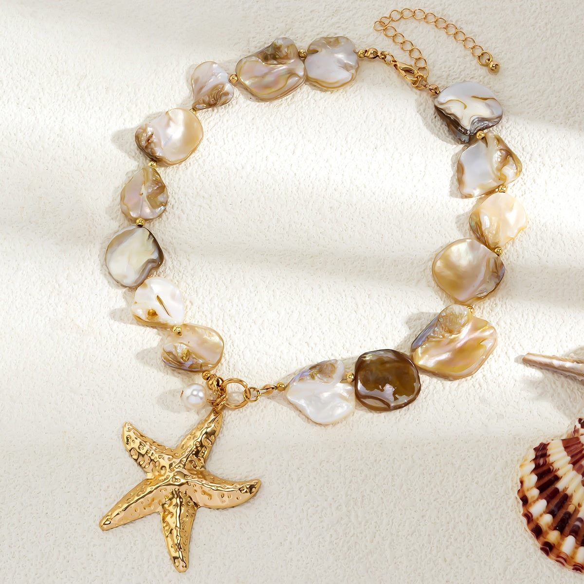 Beach Jewelry Set: Seashell & Starfish Gold Set