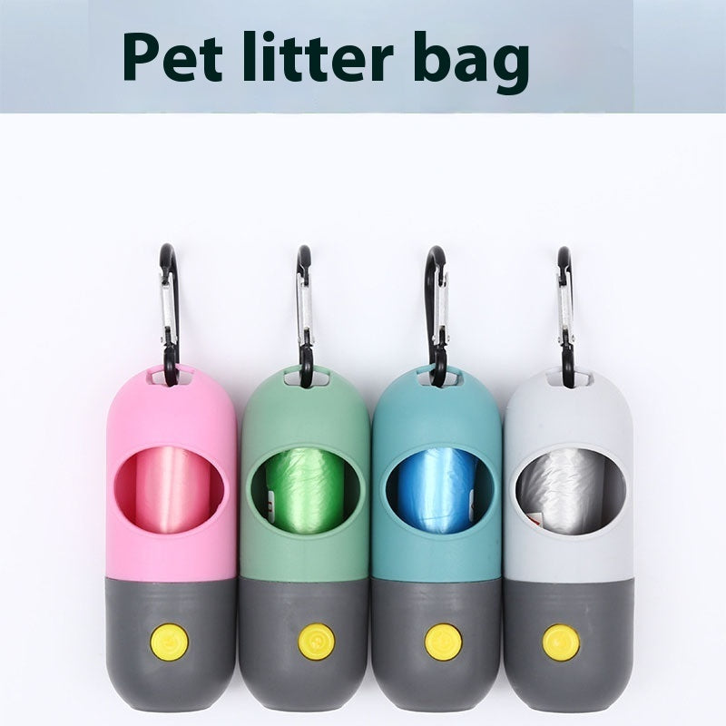 LED Pet Waste Bag Dispenser with Flashlight for Night Walks