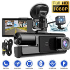 Dual lens dash cam for 1080P HD car safety and parking.