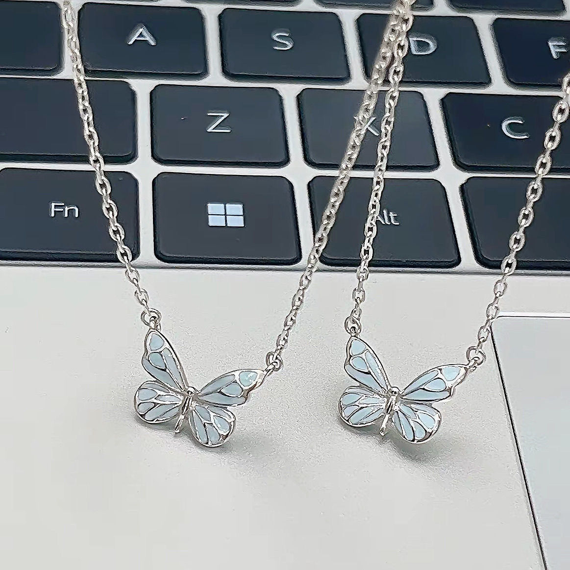 Glow in Dark Jewelry Butterfly Necklace and Bracelet Set
