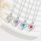 Rose Heart Necklace - Elegant Silver Gemstone Pendant