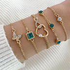 Gold Crystal Bracelet Set - 5 Sparkly Charm Bracelets