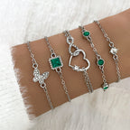 Gold Crystal Bracelet Set - 5 Sparkly Charm Bracelets