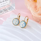 Gold Leverback Earrings - Sparkly Opal Dangle Style