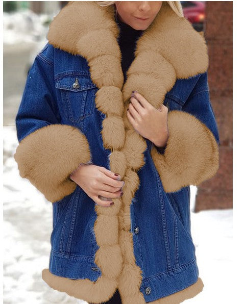 Fur Trim Denim Jacket for Women: Warm & Trendy Style - UrSuperMart
