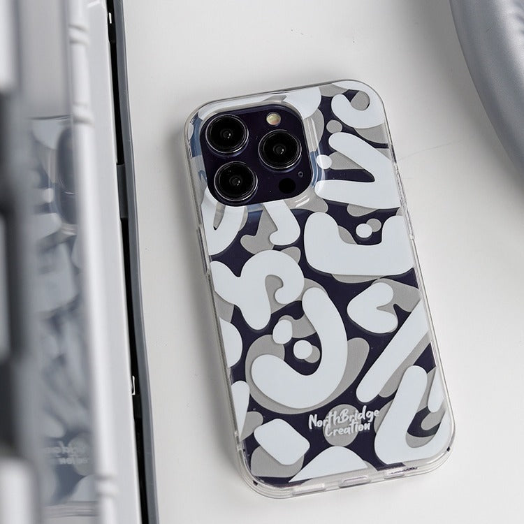 iPhone Case - Waterproof Clear Case with Abstract Geometric Design