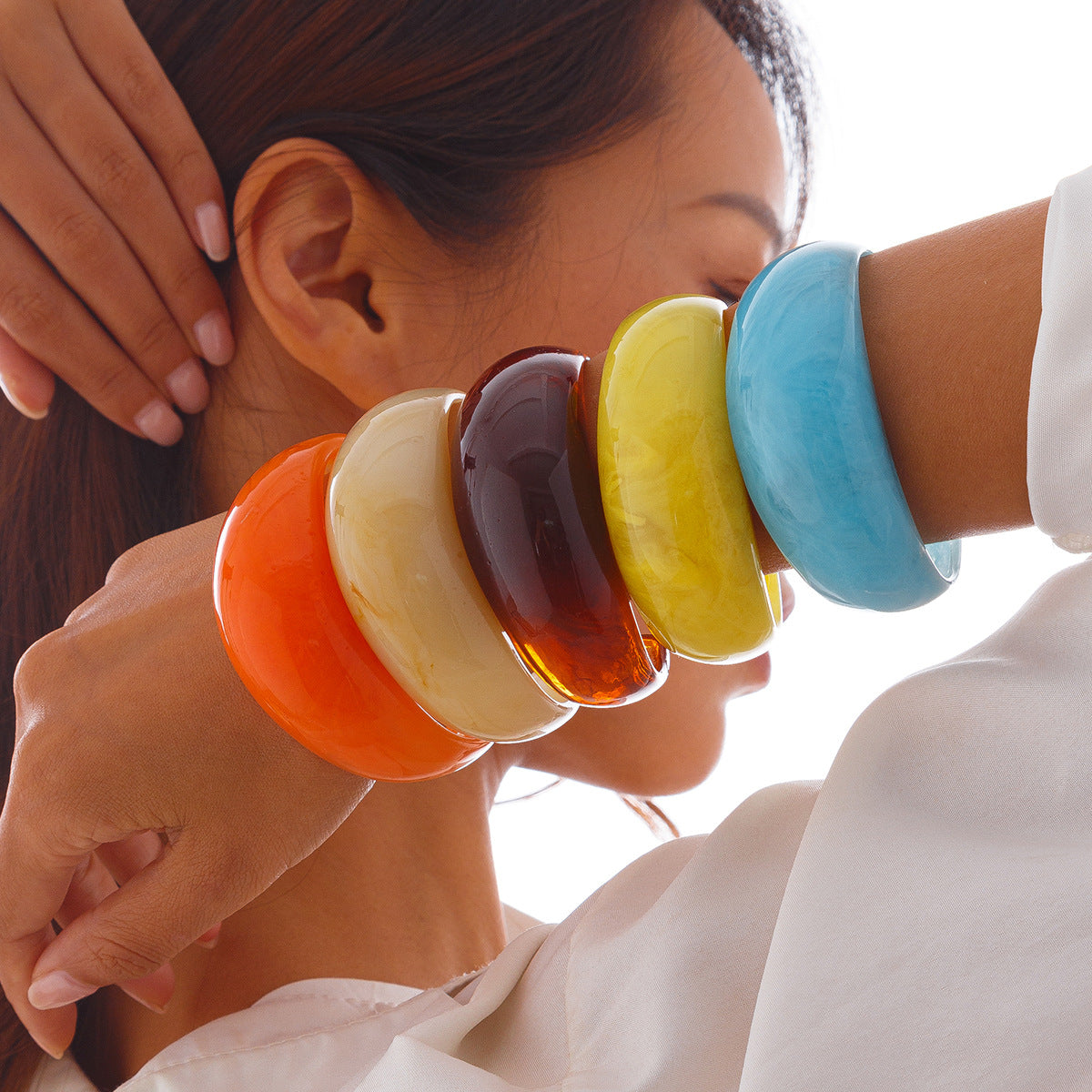 Multi Color Resin Bangles - Stackable & Stylish Set