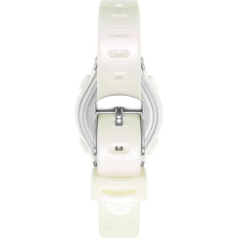 Armitron 45/7012 women's digital watch with white resin strap and silver-tone accents for sporty casual wear