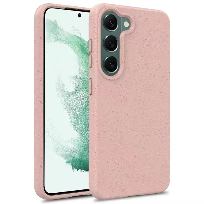 Elegant rose pink textured smartphone case with triple camera protection for Samsung Galaxy devices