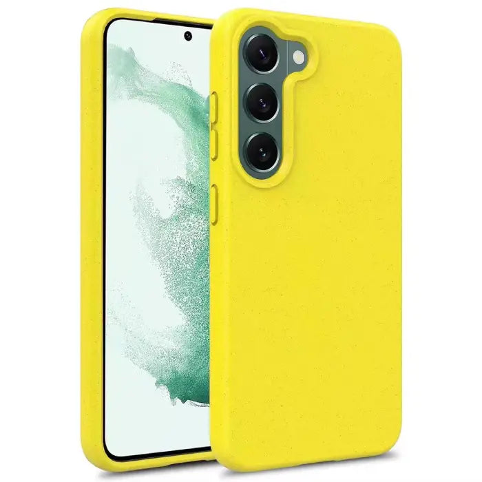 Sunshine yellow protective smartphone case with triple lens cutout and minimalist design for Samsung Galaxy