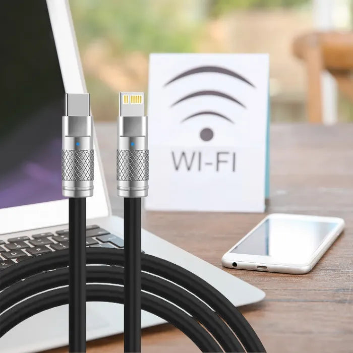 120W fast charging cable featuring Type C to iOS connection, 6.0 bold wire, and TPE material.